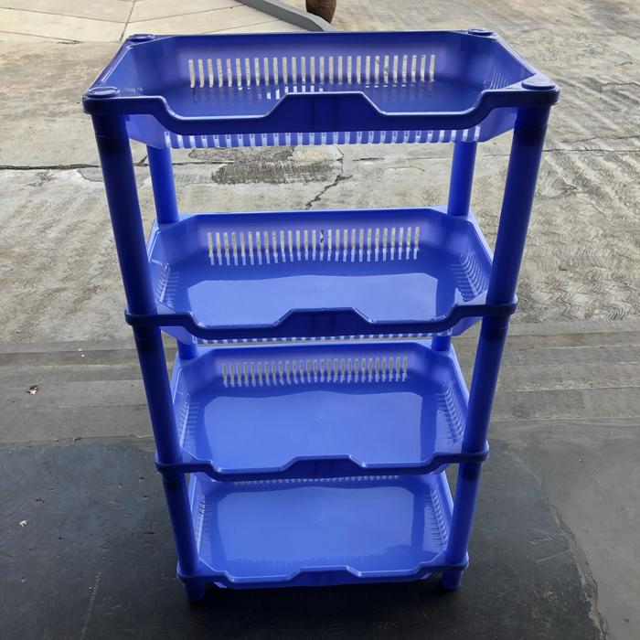 Gambar Rak salon susun empat/rak serba guna/rak plastik susun 4 - Biru dari Plastik Star undefined Tokopedia