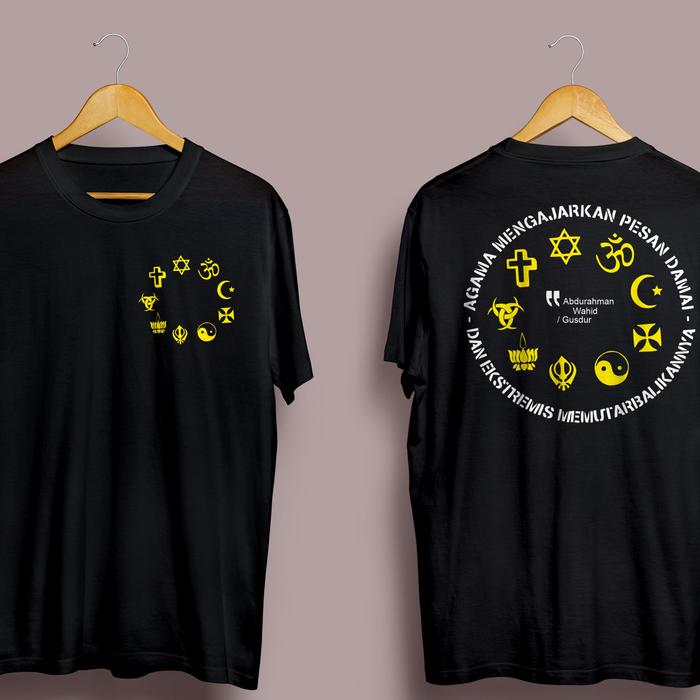 Gambar kaos distro pluralisme agama pria wanita t-shirt pluralisme agama - Hitam, M dari A&amp;Pstore undefined Tokopedia