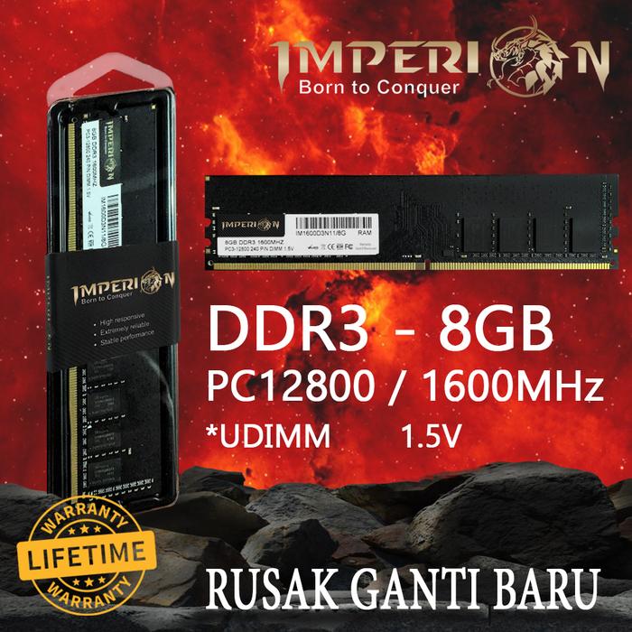 Jual RAM PC IMPERION DDR3 8GB PC 12800 1600 MHz RAM KOMPUTER