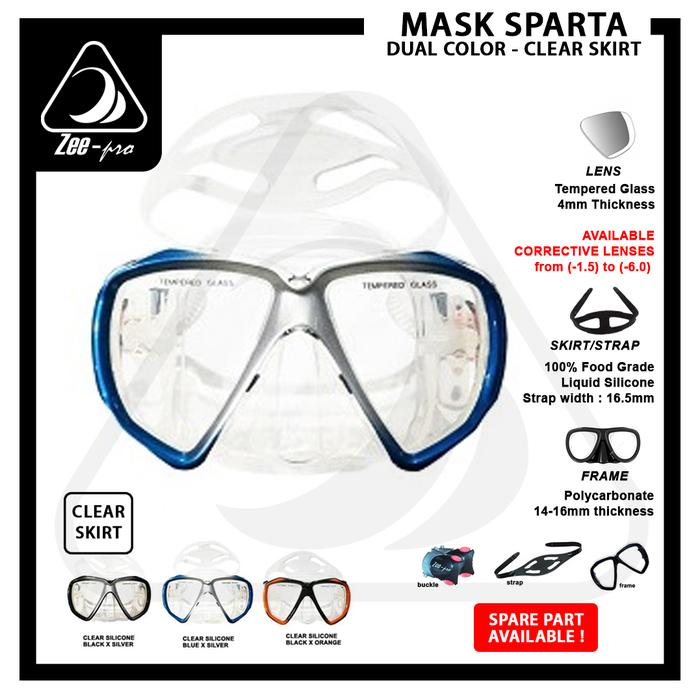 Gambar Kacamata Selam Dive Mask Masker Scuba Diving Snorkeling Sparta Zeepro - Biru silver dari Bali Scuba Dive Shop undefined Tokopedia