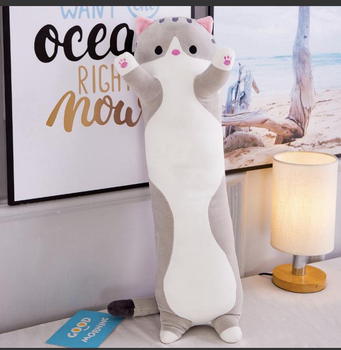 Gambar Boneka Doll Kucing Guling Lucu Hadiah Kado Ultah Valentine - Abu-abu, 50cm dari Homvie undefined Tokopedia