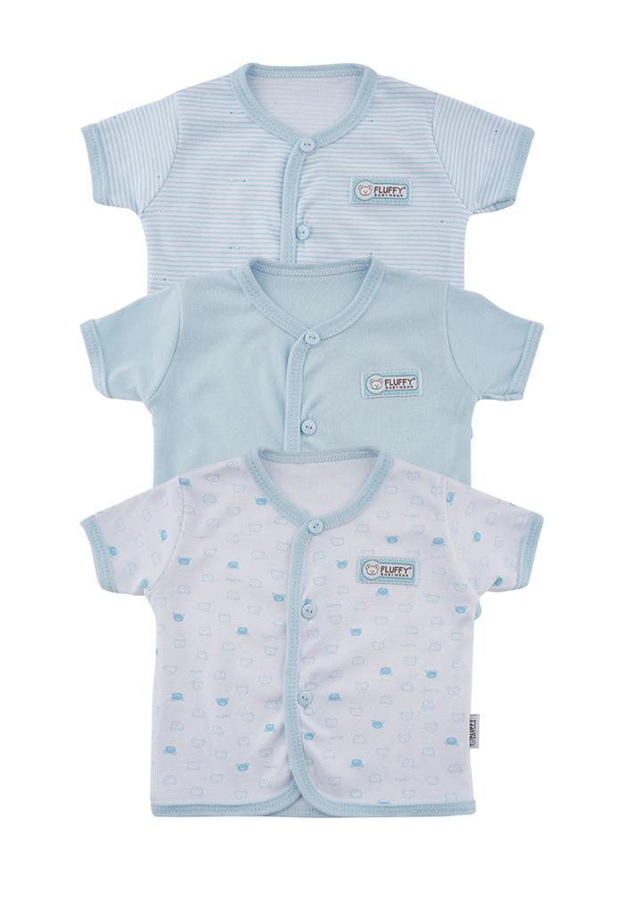 Gambar FLUFFY Baju Pendek Bayi (Isi 3Pcs) BDS MIX SERIES S/M/L - Biru, 6-9 Bulan dari Fluffy Baby Store undefined Tokopedia