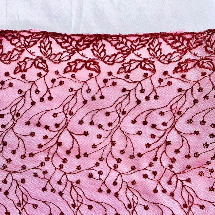 Gambar 1/2 meter Kain Brokat Tile Prancis Bahan Kebaya Motif Akar Maroon dari Amafella Texworld undefined 5 Tokopedia