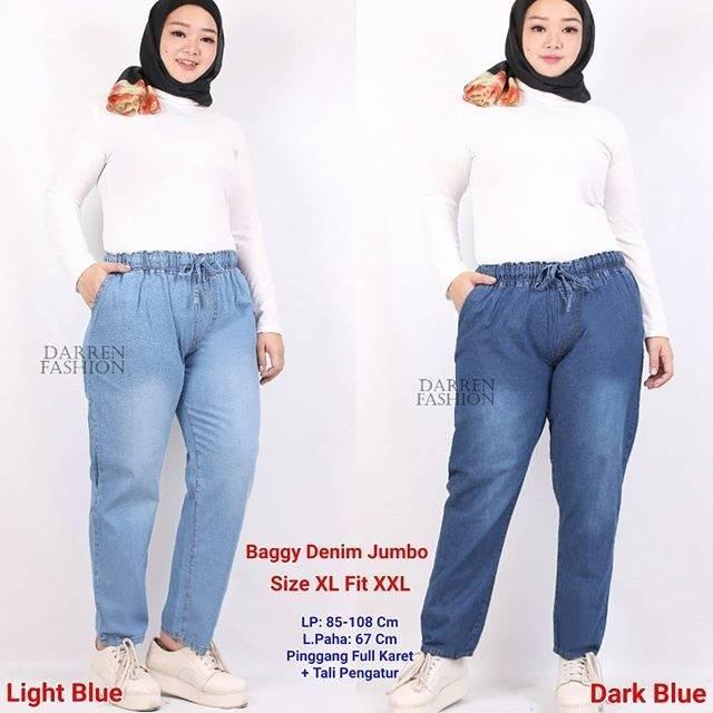 Gambar Celana Baggy Pants Jeans Jumbo Wanita Premium - Light Blue dari Magic Kids Olshop undefined Tokopedia