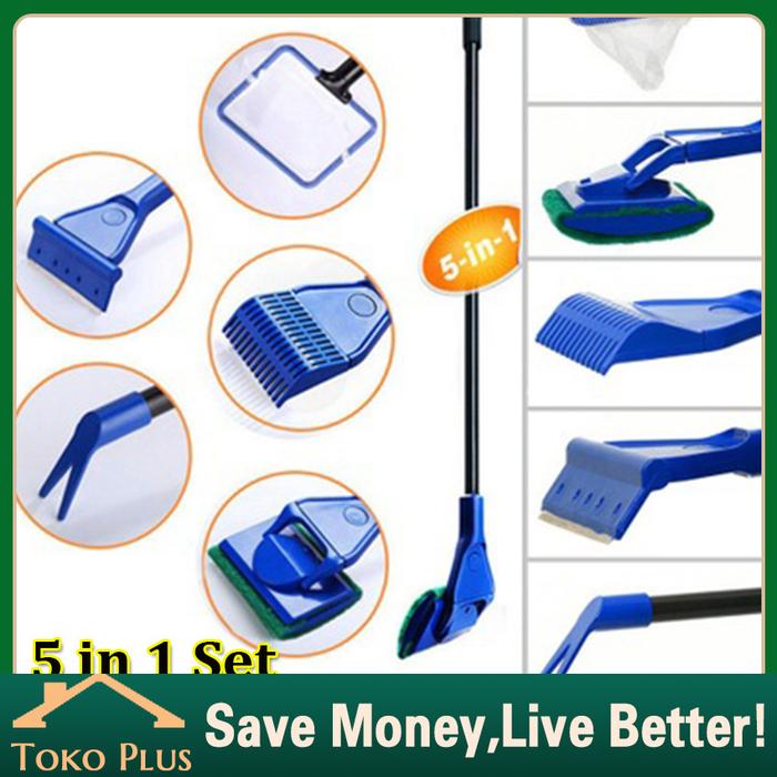 Gambar 5 in 1 alat pembersih kaca aquarium algae scraper Multifungsi dari Toko Plus ID undefined Tokopedia