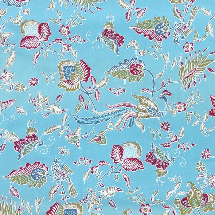 Gambar kain batik katun meteran motif merak warna biru dan kuning - Biru dari Lily's Textile undefined Tokopedia