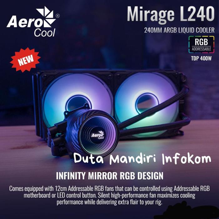 Gambar Aerocool Mirage L240 I White ARGB - 240mm AIO Liquid CPU Cooler - Black Edition dari Duta Mandiri Infokom Kota Administrasi Jakarta Pusat Tokopedia