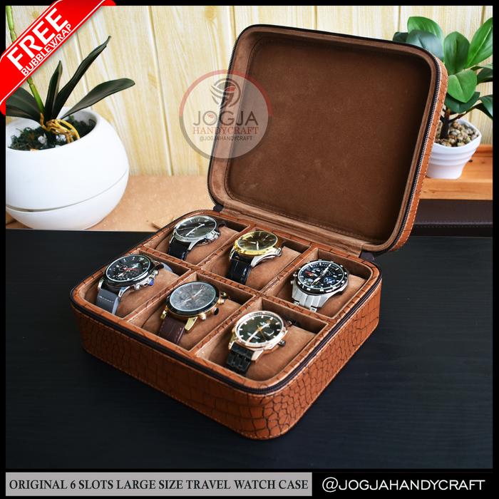 Gambar 6 Slots PREMIUM Travel Watch Box Jumbo / Tempat Jam tangan / Kotak Jam - Brown Croco dari Jogja Handycraft_NEW undefined Tokopedia