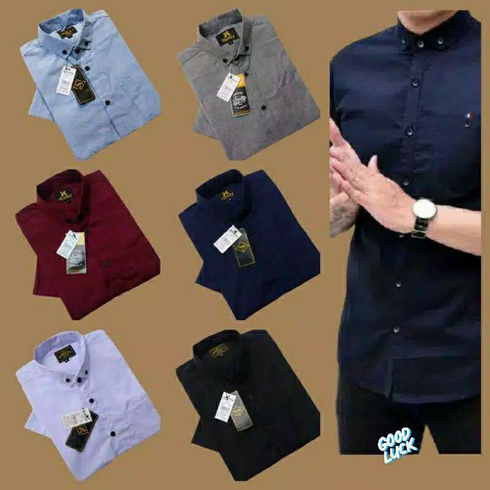 Jual kemeja pria polos lengan pendek 