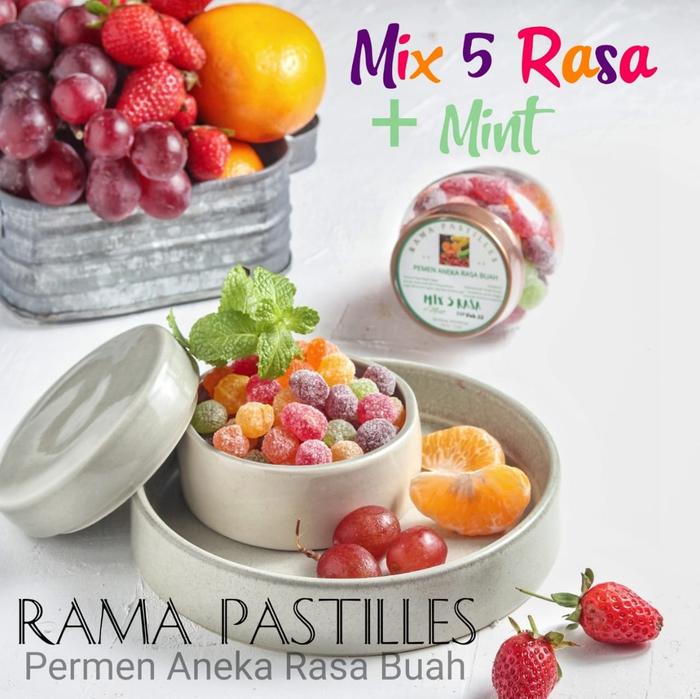 Gambar Rama Pastilles PERMEN ANEKA RASA BUAH PLUS MINT Kemasan Botol 175 g Mix 5 Rasa Jeruk Stroberi Durian Sirsak Anggur Halal ID 32410021385510425 - MIX 5 RASA+MINT, Botol 175 gram dari Toko RAMA Pastilles undefined Tokopedia