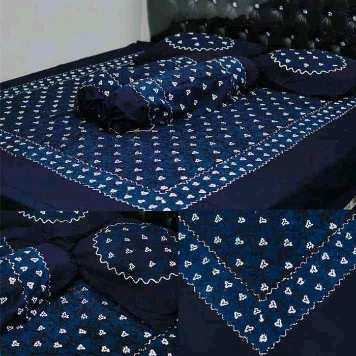 Gambar sprei 180x200 160x200 batik cap pekalongan jumputan ayu - Biru, Ukuran no 2 dari Kalingga Seragam Indonesia undefined Tokopedia