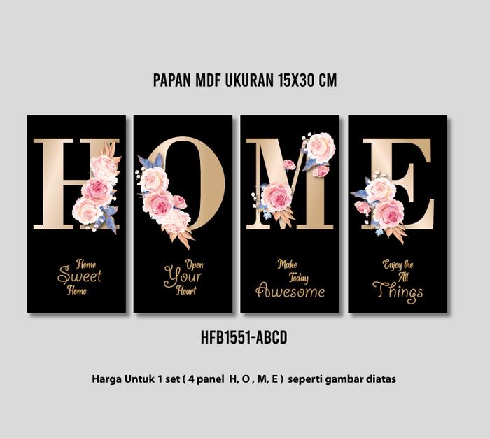 Gambar Hiasan Dinding Poster MDF HOME 15x30cm Decor dekorasi - HFB1551-ABCD dari farisha shop undefined Tokopedia