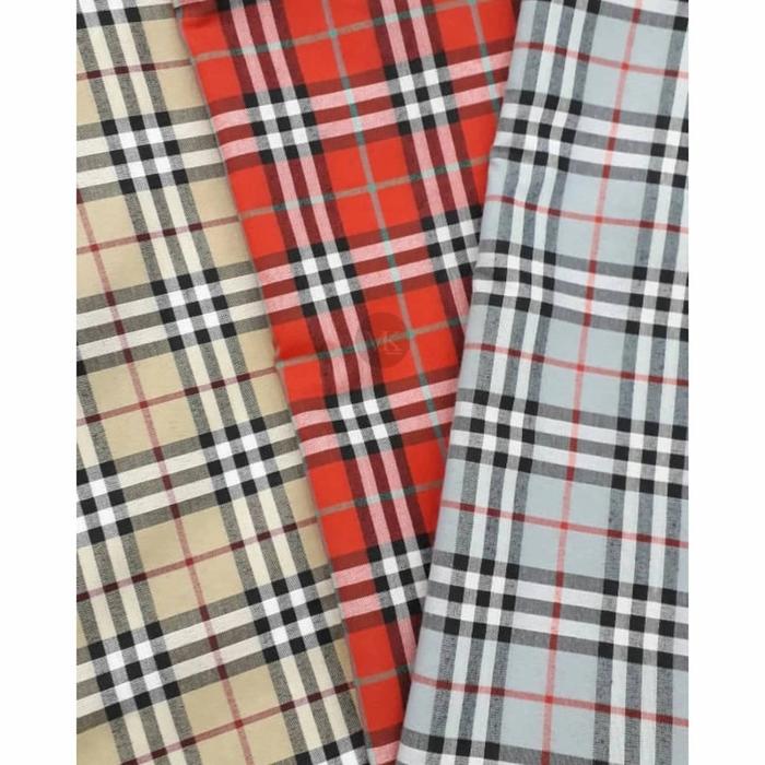 Gambar Kain Katun Burberry Motif Modern Meteran Roll - Abu kebiruan dari MAHAKAIN undefined Tokopedia