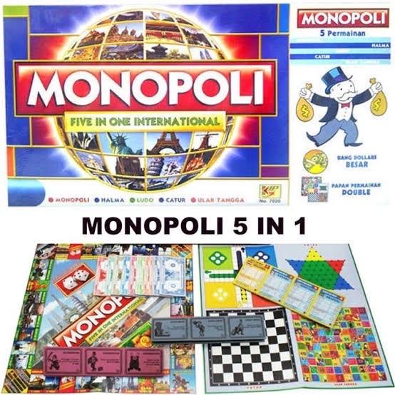 Gambar Mainan board game monopoli set 5 in 1 monopoly ular tangga halma ludo dari happyboo undefined Tokopedia