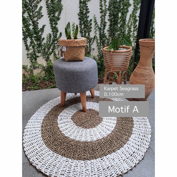 Gambar Karpet Seagrass / Rug Seagrass / Kerajinan Anyaman Pandan 100cm - Motif A dari Fortune100 undefined Tokopedia
