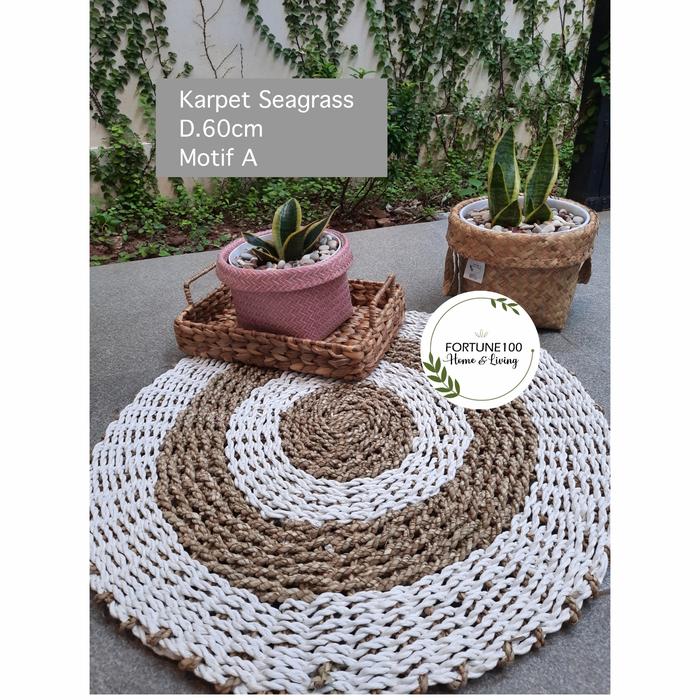 Gambar Rug Seagrass / Karpet Seagrass / Kerajinan Anyaman Pandan 60cm - Motif A dari Fortune100 undefined Tokopedia
