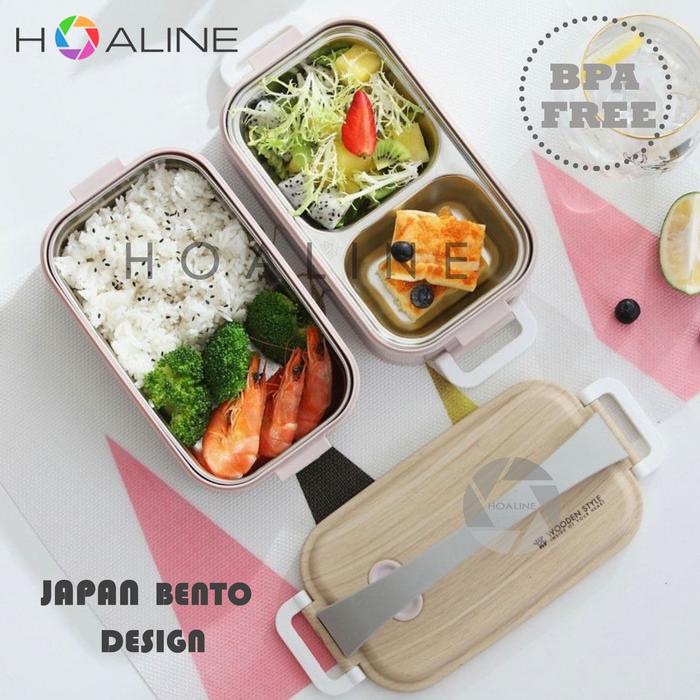 Gambar Bento lunch box stackable stainless steel / rantang kotak makan HL 006 - Merah Muda dari hoaline undefined Tokopedia