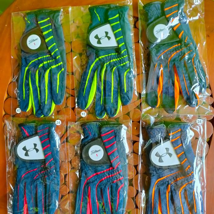 Gambar glove sarung tangan golf bahan amara - hitam Lis hijau, S size 22 23 dari yudigolf_NEW undefined Tokopedia