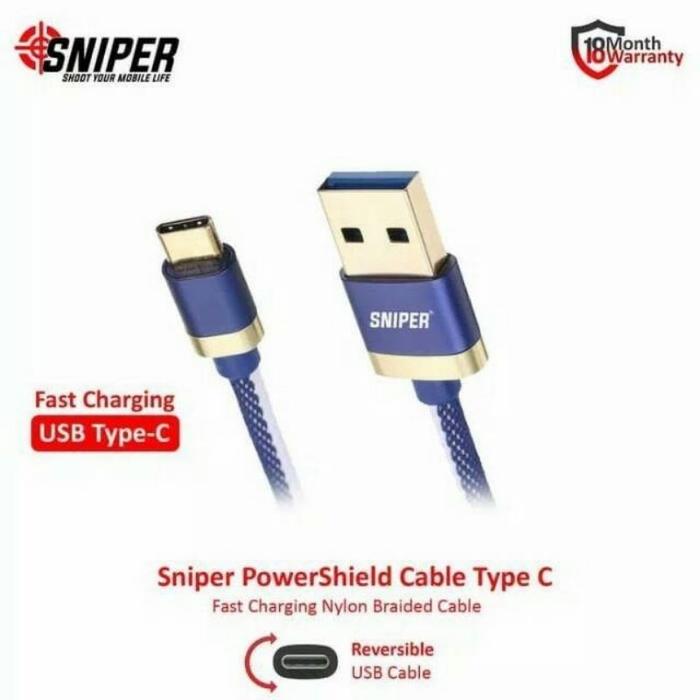 Gambar Sniper Powershield Type C 3ft 0.9m Original Kabel Charger - Biru dari YK Store22 undefined Tokopedia