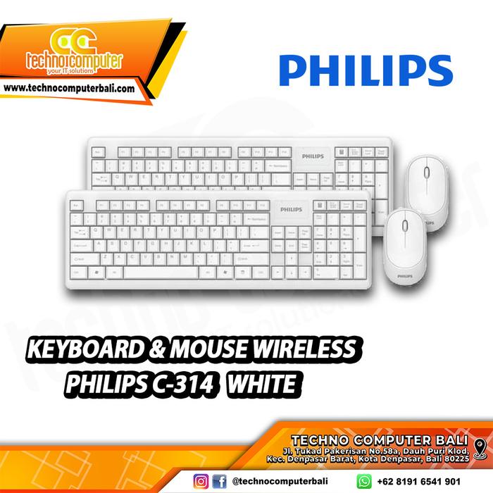 Gambar KEYBOARD & MOUSE WIRELESS PHILIPS C-314 - Putih dari Techno Computer Bali undefined Tokopedia