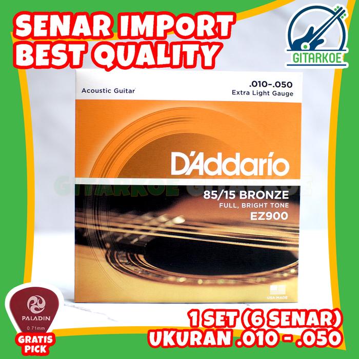 Gambar Senar Gitar Akustik DAdario Strings Best Quality Import - Free Pick - EZ900 (.010) dari Gitarkoe undefined Tokopedia