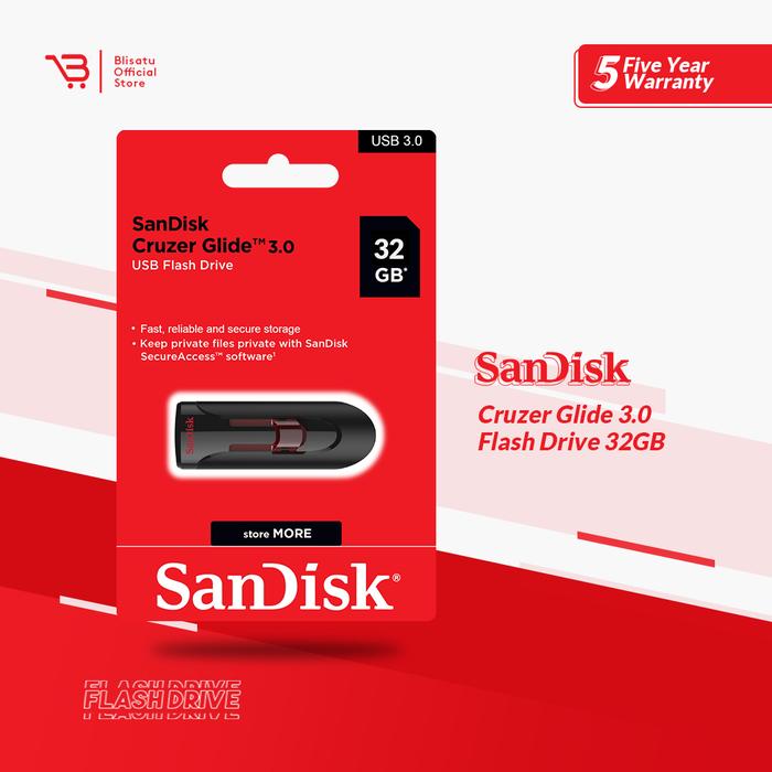 Gambar Sandisk Cruzer Glide 3.0 USB Flash Drive CZ600 - 32 gb dari Blisatu.id Kota Administrasi Jakarta Pusat Tokopedia