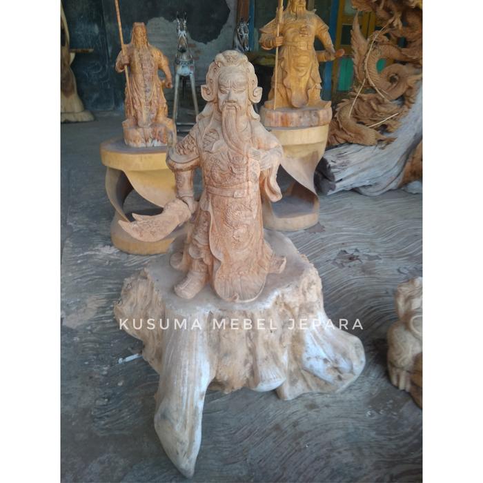 Gambar Patung Kwan Kong Bonggol Akar Kayu Jati - Tinggi 80cm dari Kusuma Mebel Jepara undefined Tokopedia