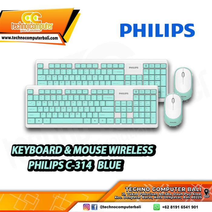 Gambar KEYBOARD & MOUSE WIRELESS PHILIPS C-314 - Biru dari Techno Computer Bali Kota Denpasar Tokopedia