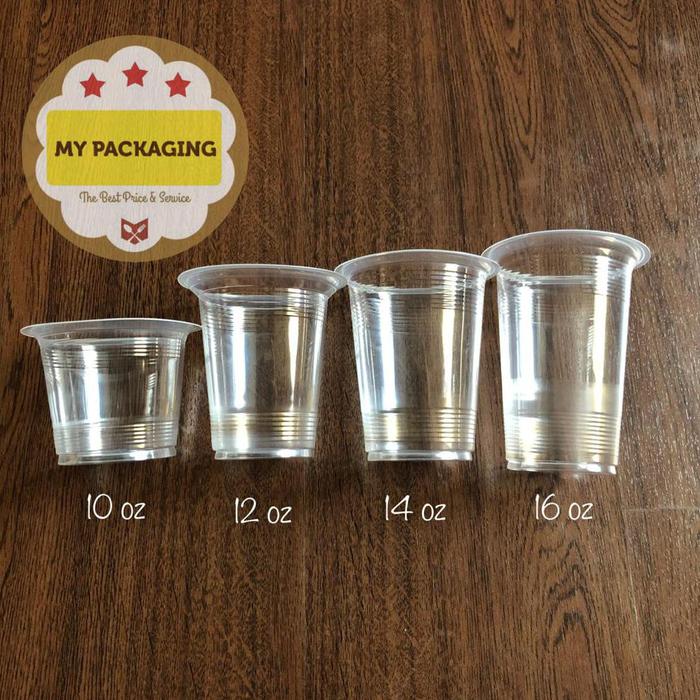 Gelas Cup Plastik 10oz 12oz 14oz 16 oz (50 Pcs) TEBAL 4GR 10 oz  di Serbaplastik_ Tokopedia