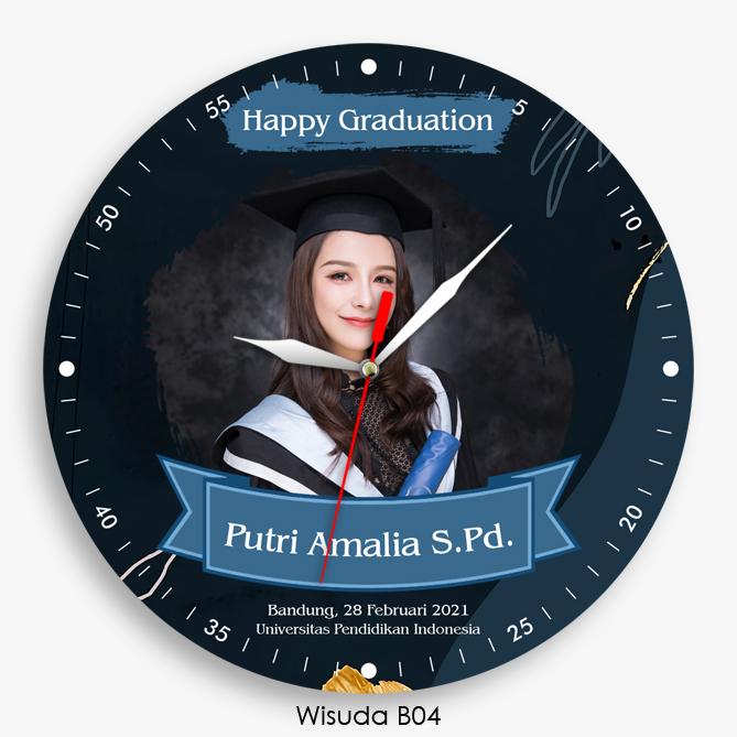 Gambar Jam Dinding Custom Hadiah Kado Foto Wisuda Happy Graduation Kayu (B04) - 20 cm dari Jam Karakter Bandung Official undefined Tokopedia