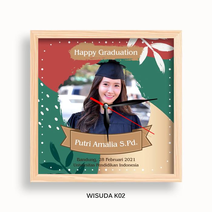 Gambar Jam Dinding Custom Hadiah Kado Foto Wisuda Happy Graduation Kayu (K02) - 20 cm dari Jam Karakter Bandung Official undefined 5 Tokopedia