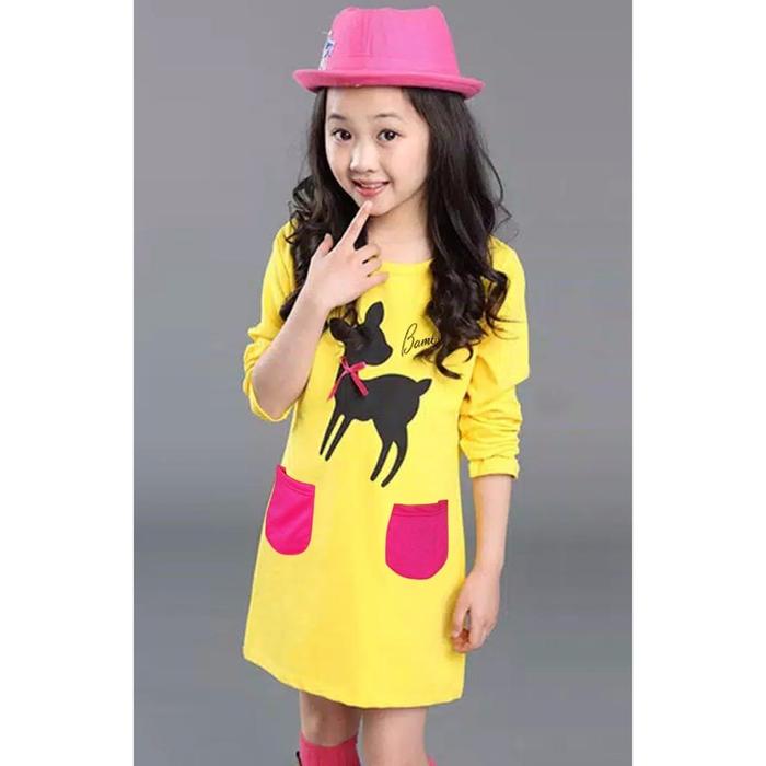 Gambar TUNIK ANAK LUCU- pakaian anak perempuan kartun-dress anak perempuan 1- - Kuning, S dari multi_trendy undefined Tokopedia
