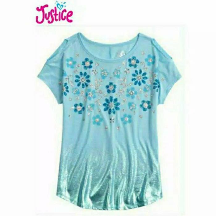 Gambar Kaos Justice Anak Perempuan Glitter Toska - Toska, 5 tahun dari Pangkalan Baju undefined Tokopedia