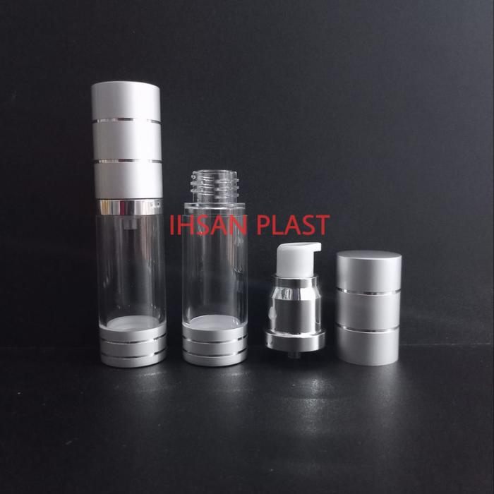 Gambar BOTOL AIRLESS SILINDER 15 ML - SILVER dari Ihsan Plast undefined Tokopedia