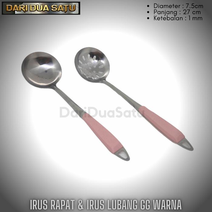 Gambar 1 Set Sendok Soup Kuah Sayur Stainless Gagang Warna Irus Lubang Rapat - Merah Muda dari DariDuaSatu undefined Tokopedia