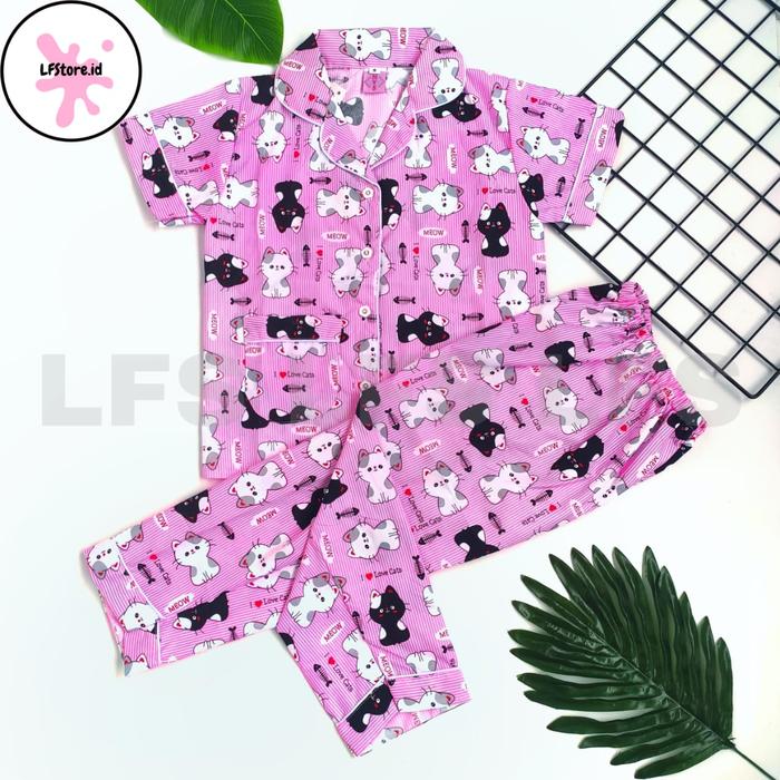 Gambar Piyama anak perempuan 3~9thn Katun Jepang Baju tidur anak perempuan - S, Kucing Pink dari LFS_Collection undefined Tokopedia