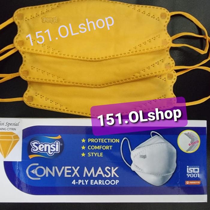 Gambar Masker SENSI Mask Convex 4ply Earloop isi 20 pcs [ model evo ] - KUNING CITRIN dari 151.OLshop undefined Tokopedia