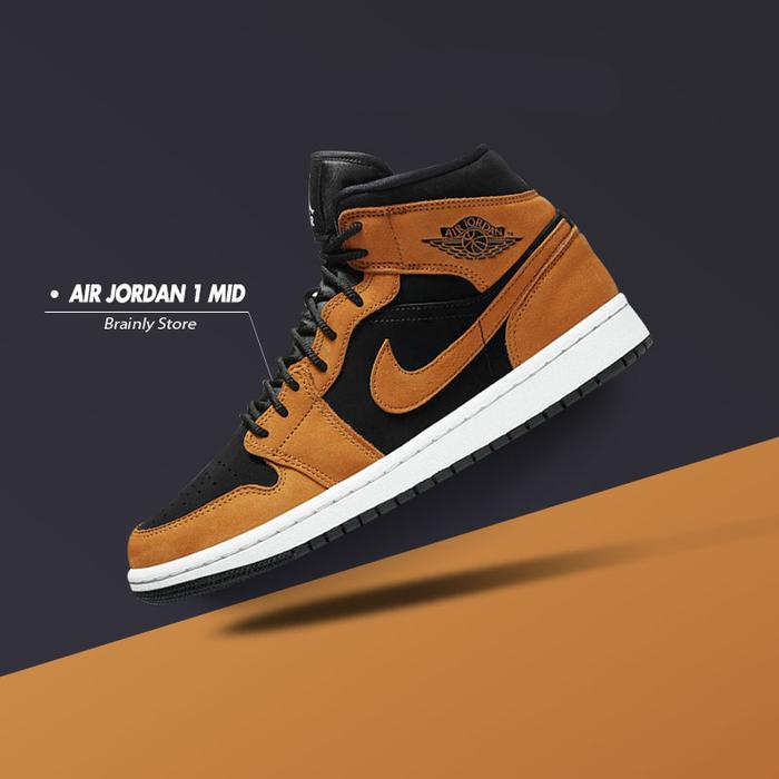 Jual Air Jordan 1 Mid SE Wheat Desert Ochre Black Sneaker - Jakarta Selatan  - Brainlystore | Tokopedia