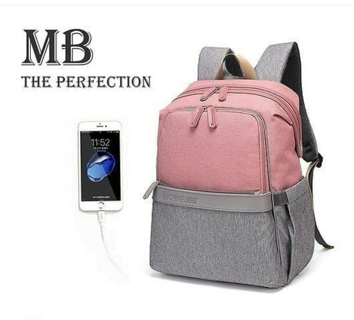Gambar DIAPER BAG MACHINE BIRD ORIGINAL PERFECTION SERIES /TAS DIAPER BAG USB - Pink Grey dari Littlepeanut undefined Tokopedia