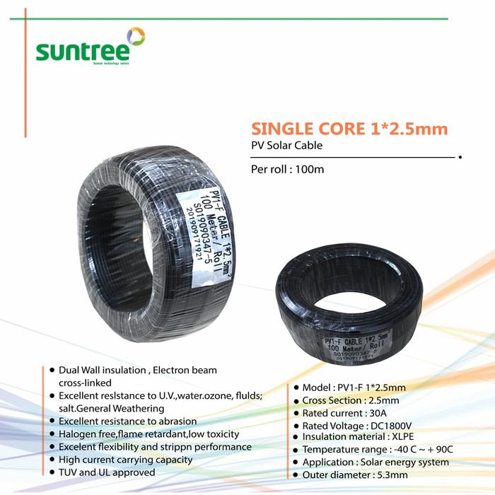 Kabel PV1-F 1x2.5mm 100M Tinned Cooper For Solar Panel System