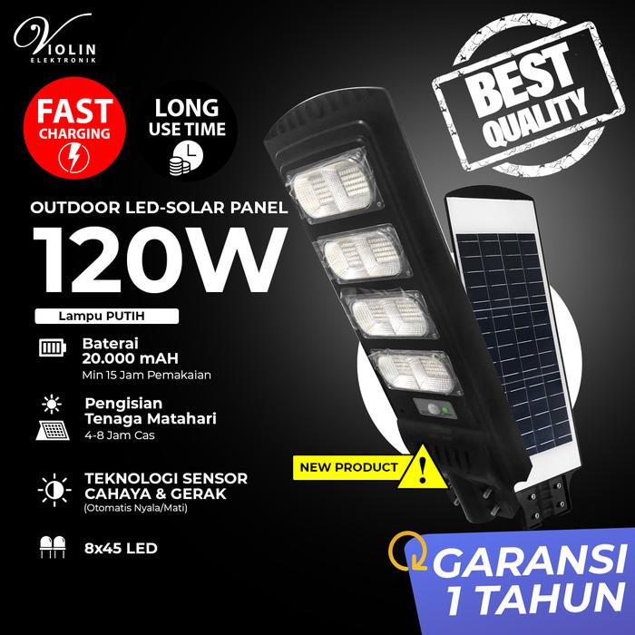 Gambar VIOLINe LAMPU JALAN SOLAR CELL 8x40 LED 120Watt Sensor Gerak/Cahaya - Putih dari Violin Elektronik Official undefined Tokopedia