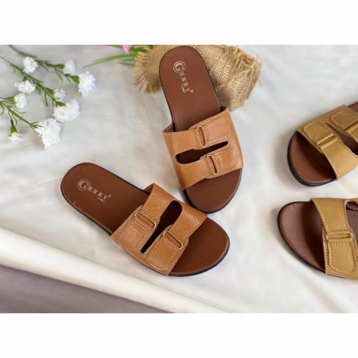 Gambar Sandal wanita flat slip on Teplek KULIT ASLI Garut Terbaru Termurah - Cokelat, 36 dari MDM Leather undefined Tokopedia
