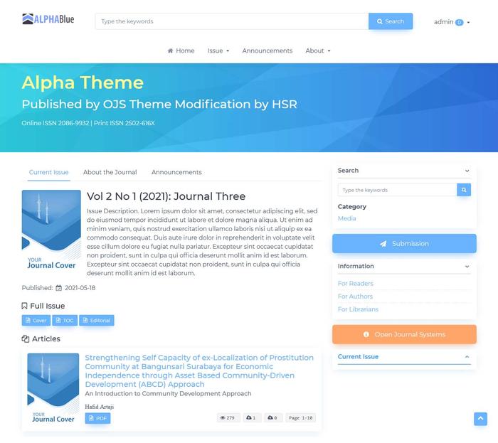 Jual Alpha Theme/Template OJS 3.1.x - Biru Muda - Kab. Pasuruan - OJS ...