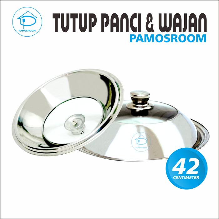 Gambar Pamosroom Tutup Wajan Kuali Panci Tutup Wok Pan Enamel Stainless Kaca - 42cm dari pamosroom undefined Tokopedia