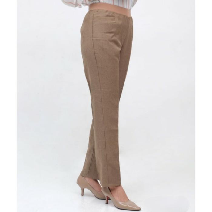 Gambar CELANA KERJA WANITA PINGGANG KARET M L XL 2L 3L 4L 5L - Latte, L5 dari bysetee_NEW undefined Tokopedia