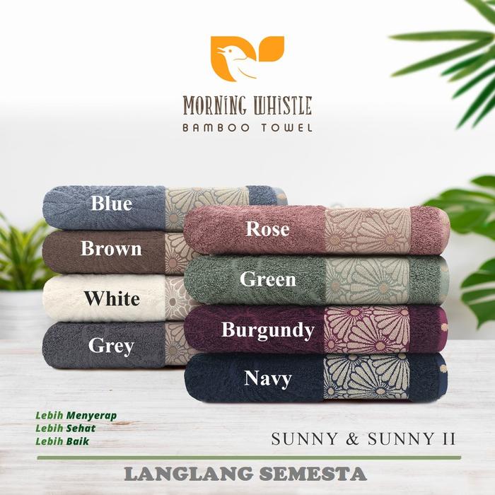 Gambar TERRY PALMER MORNING WHISTLE HANDUK BAMBOO SUNNY II UKURAN 70 X 135 - 34X80CM, WHITE dari LANGLANG SEMESTA undefined Tokopedia