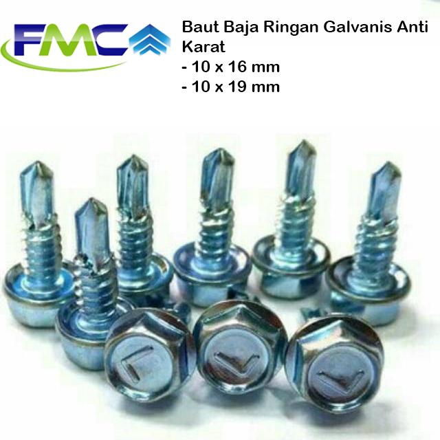 Jual Sekrup Baja Ringan Galvanis Skrup Baut Roofing Rangka Atap Plafon 10 X 19 Kota Tangerang Selatan Fmc Gudang Tokopedia Baut plafon baja ringan