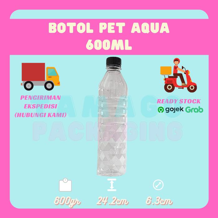 Gambar Botol Plastik Aqua 600ml - Hitam dari Tamago Packaging undefined Tokopedia