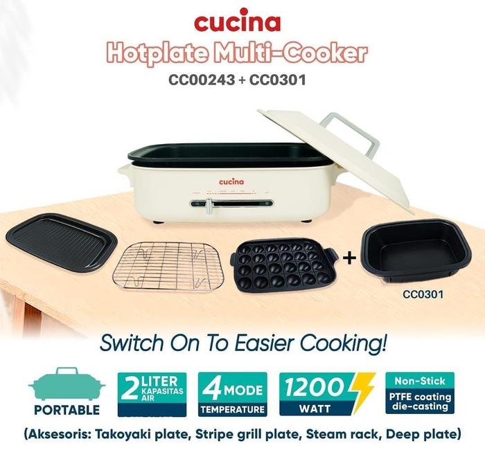 Gambar Cucina Hotplate Multicooker CC0243 Multicooker Grillpan Panci Elektrik - Hotplate dari 1001Living undefined Tokopedia