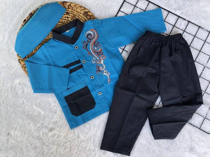 Gambar SETELAN BAJU KOKO ANAK COWOK UMUR 7-12 thn - Biru, S dari Hilalbilalstore undefined Tokopedia